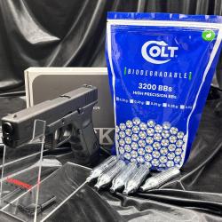 Pack Pr&ecirc;t &agrave; tirer PISTOLET GLOCK - 17 BBS 6MM - Airsoft CO2