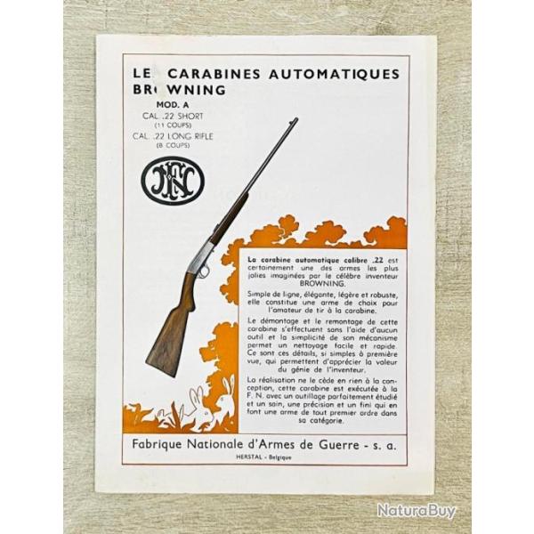Notice carabine BROWNING SMOKELESS mod�le A