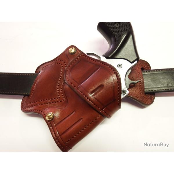 ETUI CUIR BACK to BACK pour r�volver  , port creux des reins (fabrication artisanale fran�aise)