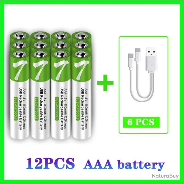 Batterie Lithium-Ion AAA Rechargeable USB-C 1.5V 750mWh-12pcs 20260729082522