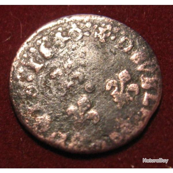 FRANCE  piece  de monnaie  double tournois  Louis XIII 1640