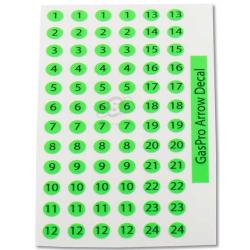 Autocollants de num&eacute;rotation de fl&egrave;ches Gas Pro Flag green