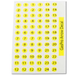 Autocollants de num&eacute;rotation de fl&egrave;ches Gas Pro Fluo Jaune