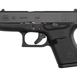 PISTOLET GLOCK 43 SUBCOMPACT SLIM CAL.9X19 FILET&Eacute; - CATEGORIE B