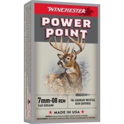 Cartouches Winchester 7mm-08 Rem Power Point 140grs - Boite de 20 unit&eacute;s