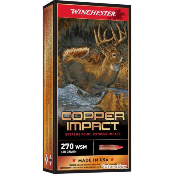 Cartouches WINCHESTER cal.270wsm extr�me copper impact 130gr par 20