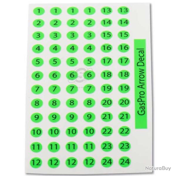 Autocollants de num�rotation de fl�ches Gas Pro Flag green