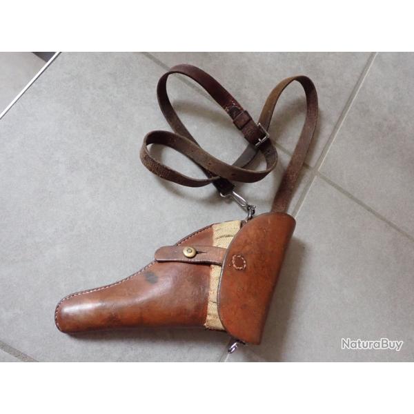 1915 Holster, �tui + bretelle pour revolver 1882 ou 1882/28. R�glementaire suisse.