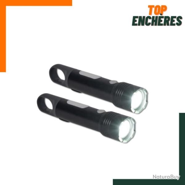 TOP ENCHERES SANS PRIX DE RESERVE : Lot de 2 lampes torches 260LM - Lentilles color�es incluses