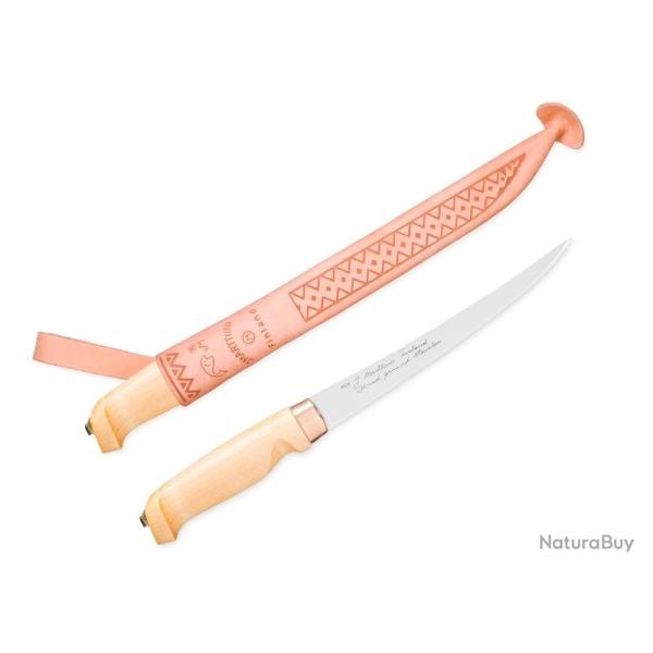 BEL1366 POIGNARD MARTTIINI A FILETS FLEXIBLE 19cm INOX MANCHE BOULEAU LAQU� + ETUI NEUF