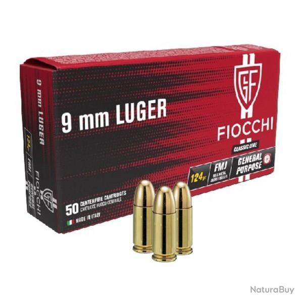 500 munitions FIOCCHI 123 GRAINS fmj 9X19 