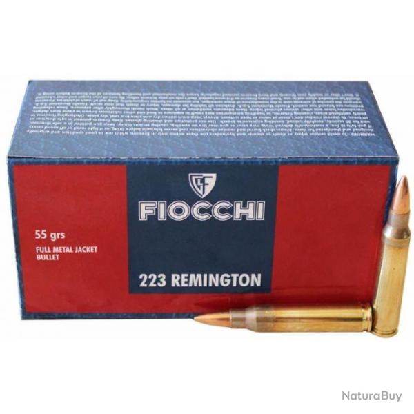 Munitions Fiocchi calibre 223 Rem FMJ 55gr - 3.6g x50