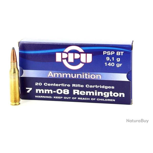 MUNITIONS PARTIZAN CALIBRE 7-08 REM PSP BT 140GR - 9.1G x20