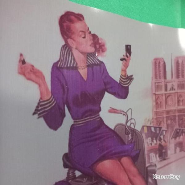 GRAND STICKERS " VESPA & PIN UP "  � coller ou � encadrer  30 cm x 25.8 cm