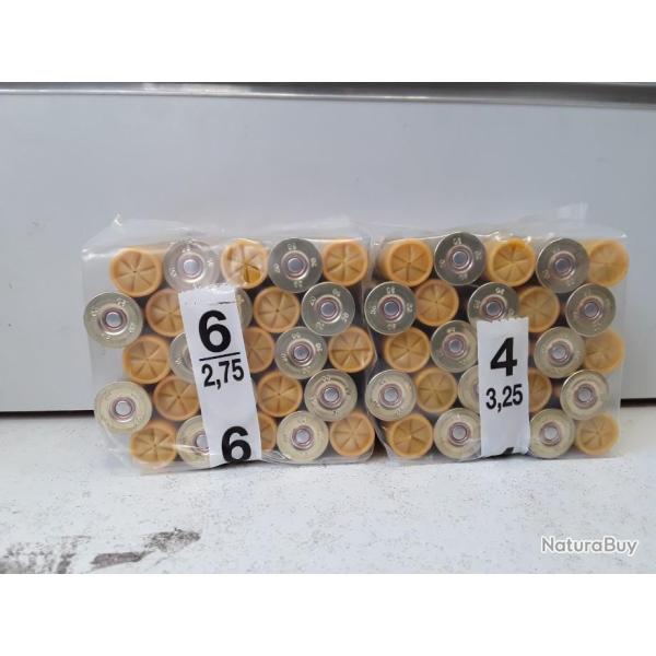 LOT DE 100  CARTOUCHES PAGERIE "LA SUPER 20" CAL20 30G BOURRE JUPE  PLOMB NICKELE