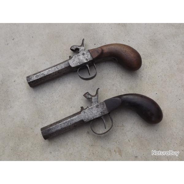 2 Pistolets coup de poing 19�me, pistolets de coffre