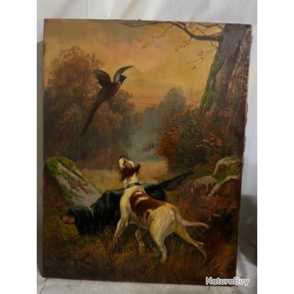 Chiens en arr�t  par facinelli huile sur toile