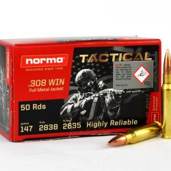 Cartouches NORMA RANGE & TRAINING Cal.308 Win 150 grs - Boite de 50 cartouches