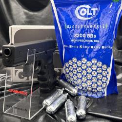 Nouveau - Pack pr&ecirc;t &agrave; tirer - GLOCK 19 - Cal. BBs 6mm - Airsoft ( 3200 Billes + 5 Capsules de Co2)