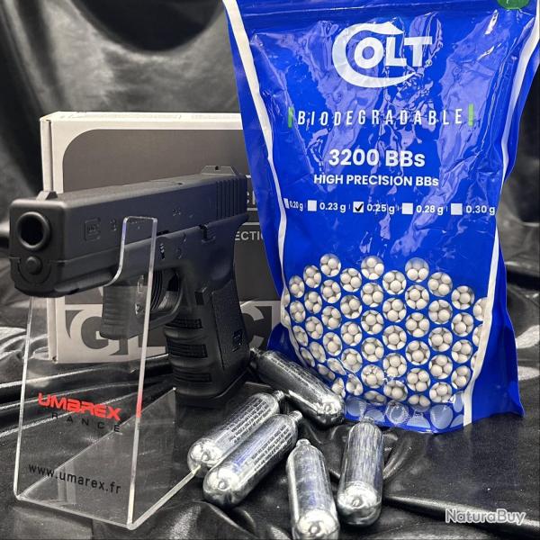 Nouveau - Pack pr�t � tirer - GLOCK 19 - Cal. BBs 6mm - Airsoft ( 3200 Billes + 5 Capsules de Co2)