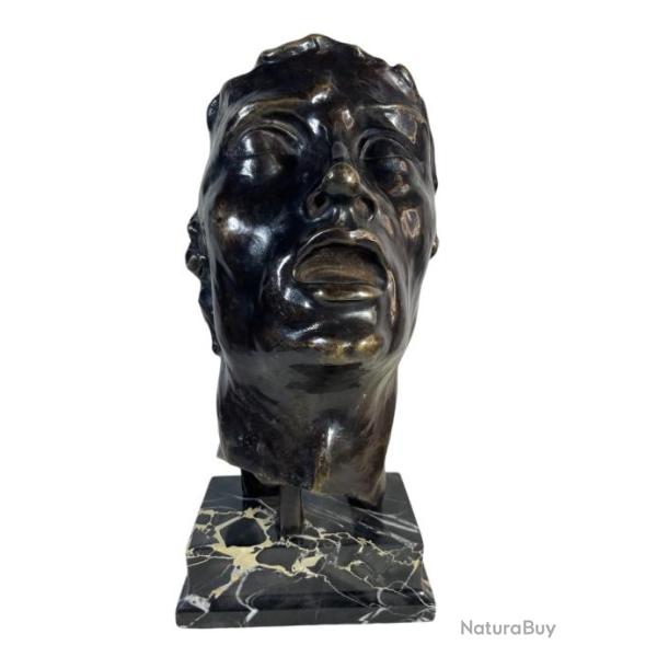 D'apr�s Rodin visage en bronze sculpture