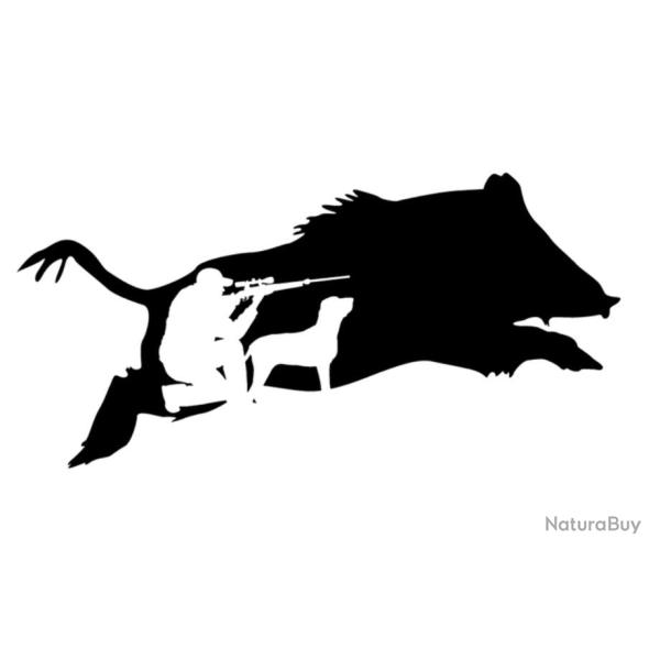 1 x Autocollants 1Euro sans r�serve motif sanglier chasseur & chien  bleu fonc� voir photo 2 . A