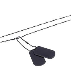 Plaques d'identit&eacute; US "Dog Tag" - Noir Brillant