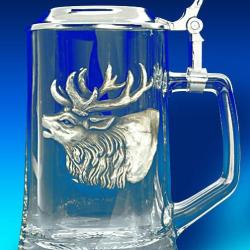 Chope de biere verre en cristal cerf