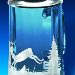 Chope de biere verre en cristal sc&egrave;ne de chasse