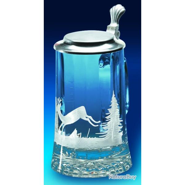 Chope de biere verre en cristal sc�ne de chasse