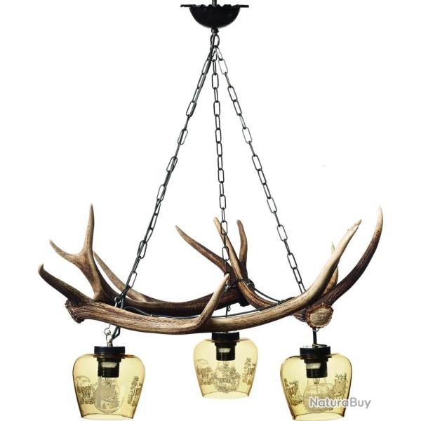 Lustre de branches de cerf gravs  la main