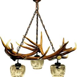 Lustre &eacute;paisses branches de cerf verres simples