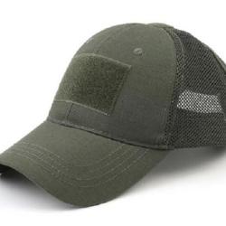 Casquette Kaki velcro en fa&ccedil;ade - Filet