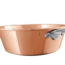 BASSINE A CONFITURE EN CUIVRE LISSE POIGN&Eacute;ES FONTE INOX 36 cm