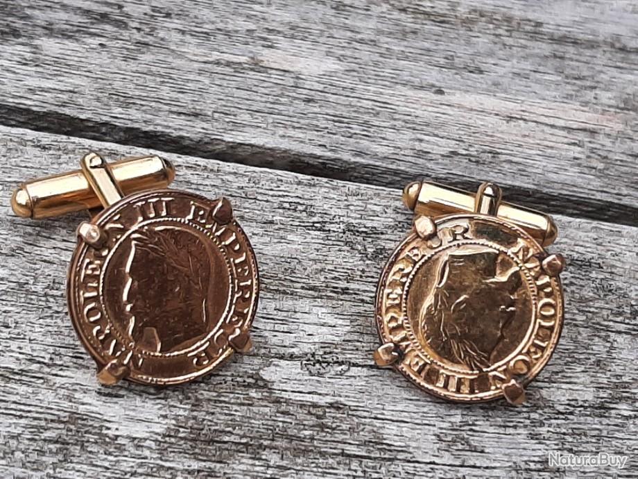 Paire de boutons De Manchette Avec Pièces En Or
