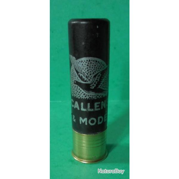 BELLE CARTOUCHE ANCIENNE  D ARMURERIE NON RECHARGEE  "CALLENS & MODE NOIRE " CAL.20  .