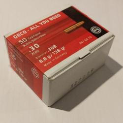 Ogives sans plomb GECO ZERO Cal. 30 .308 136grs - 8.8g - Boite de 50 unit&eacute;s