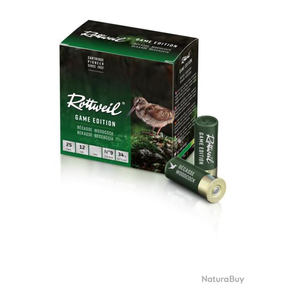 Cartouches de chasse ROTTWEIL GAME EDITION BECASSE Cal. 12/70 - 34 grammes - N�9 (3,75mm)
