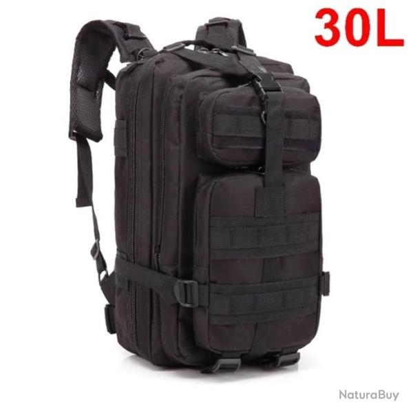 Sac � Dos Tactique de Voyage 30L - Randonn�e Survie Activit�s Plein Air Noir