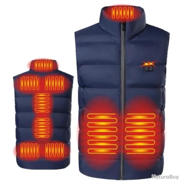 Gilet Thermique �lectrique USB 9 Zones de Chauffage Veste Chauffante Chasse Randonn�e Bleu M au 4XL