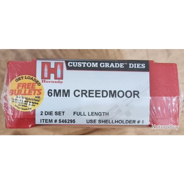 JEUX D'OUTILS 6 MM CREEDMOOR HORNADY CUSTOM GRADE DIES REF 546295 2 OUTILS
