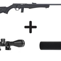 PACK CARABINE ROSSI MOD. 8122 CAMO CALIBRE 22LR NOIR + LUNETTE 3-9X40 + SILENCIEUX