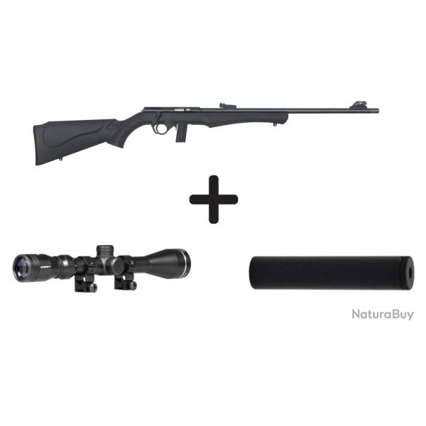 PACK CARABINE ROSSI MOD. 8122 CAMO CALIBRE 22LR NOIR + LUNETTE 3-9X40 + SILENCIEUX