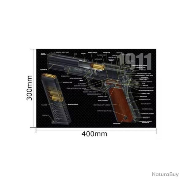 Tapis de d�montage et nettoyage Colt 1911 en 3D: 40 x 30 cm