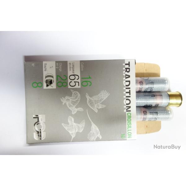 LOT DE 100 CARTOUCHES FOB CROISILLONS  CAL 16X67 28GR N�6 7 8