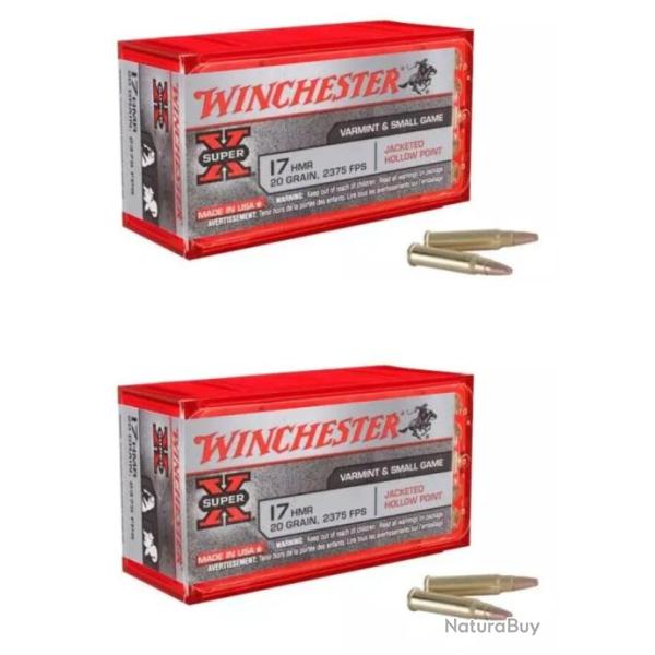 Lot de 2 bo�tes de 50 Munitions Winchester Super-X - calibre 17 HMR - Braderie
