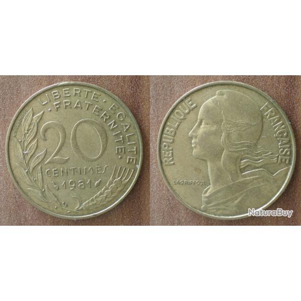 France 20 Centimes 1981 Lagriffoul Piece Franc Centime Francs