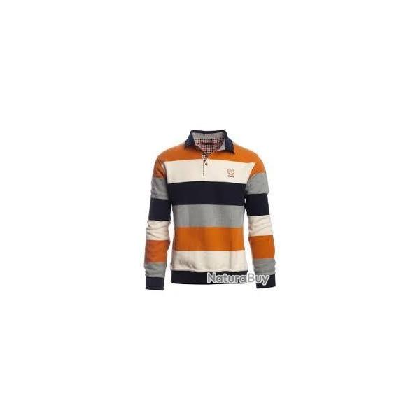 SWEAT col boutonn� rayures multicolores LOVERGREEN