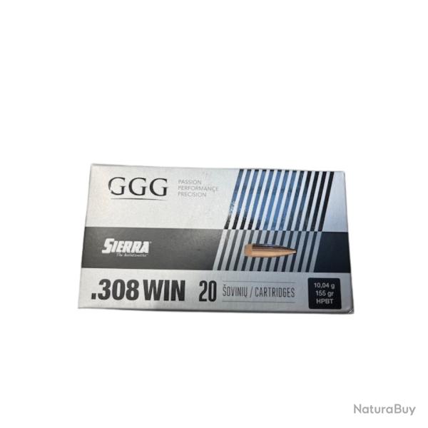 Munitions GGG cal.308win HPBT sierra matchking 155gr par 20