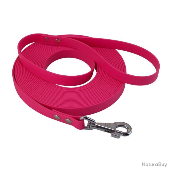 Longe BIOTHANE BETA plate 19 mm 5 m AVEC poign�e rose passion